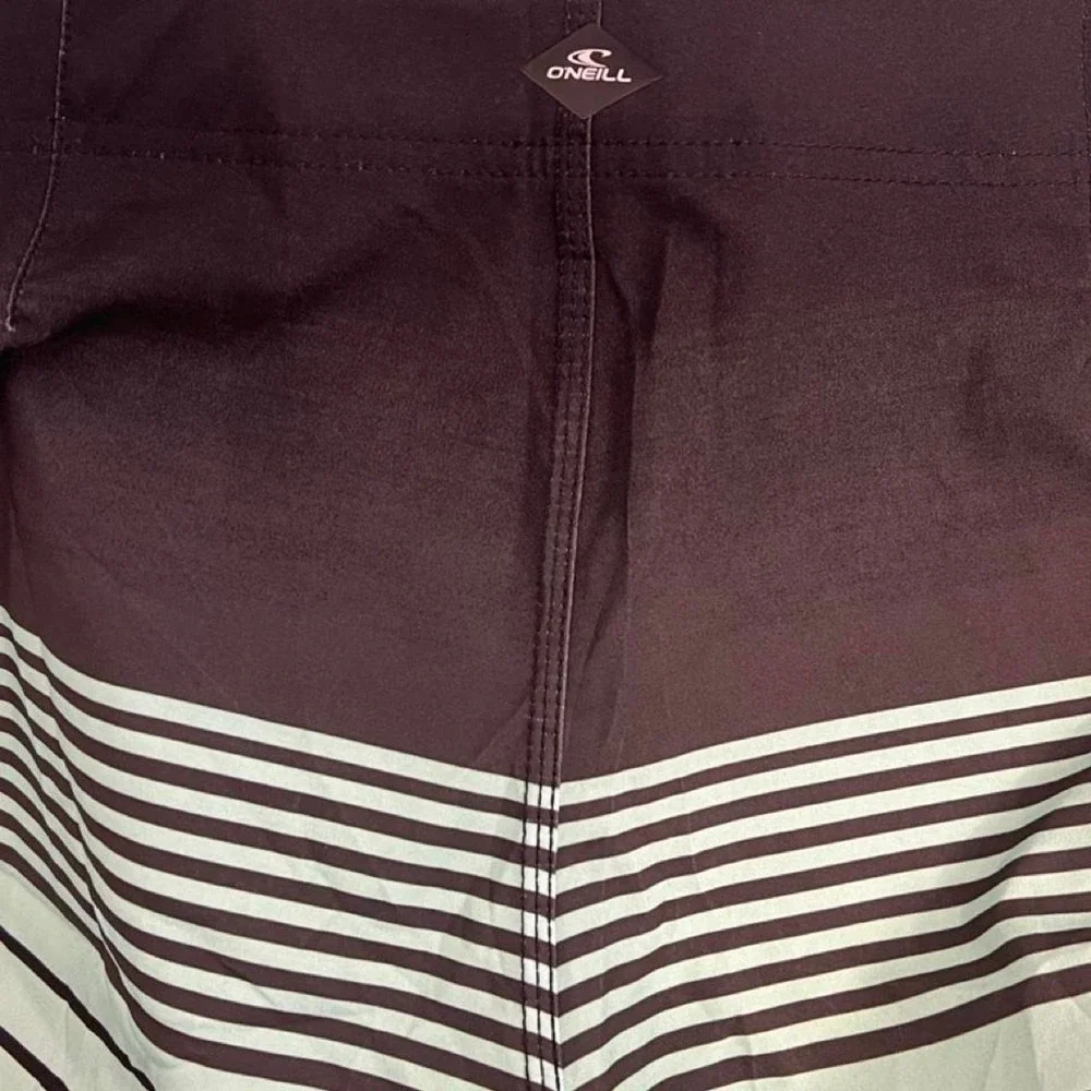 ONeill Barrage Mens Board Shorts Black Mint Green Striped Swim Trunks SP8106116X